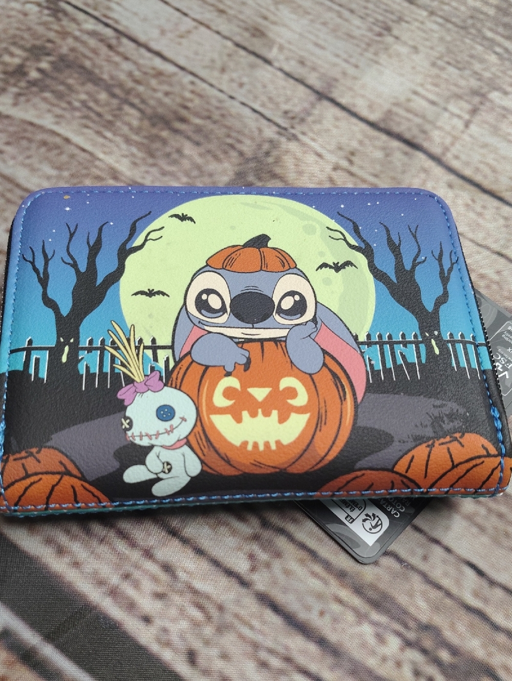 Loungefly Kids Wallet with Blue Halloween Stitch Pumpkin Art